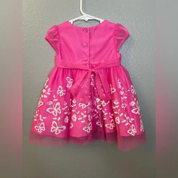 Jona Michelle Pink Butterfly Embroidered Tulle Dress | Size 12M - Picture 4 of 6